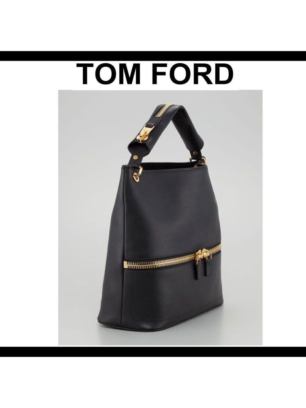 TOM Ford Nina Black Calfskin Hobo Bag